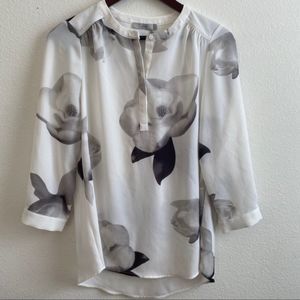 DALIA Floral 3/4 Sleeve Career Blouse Blk/Whi NWT